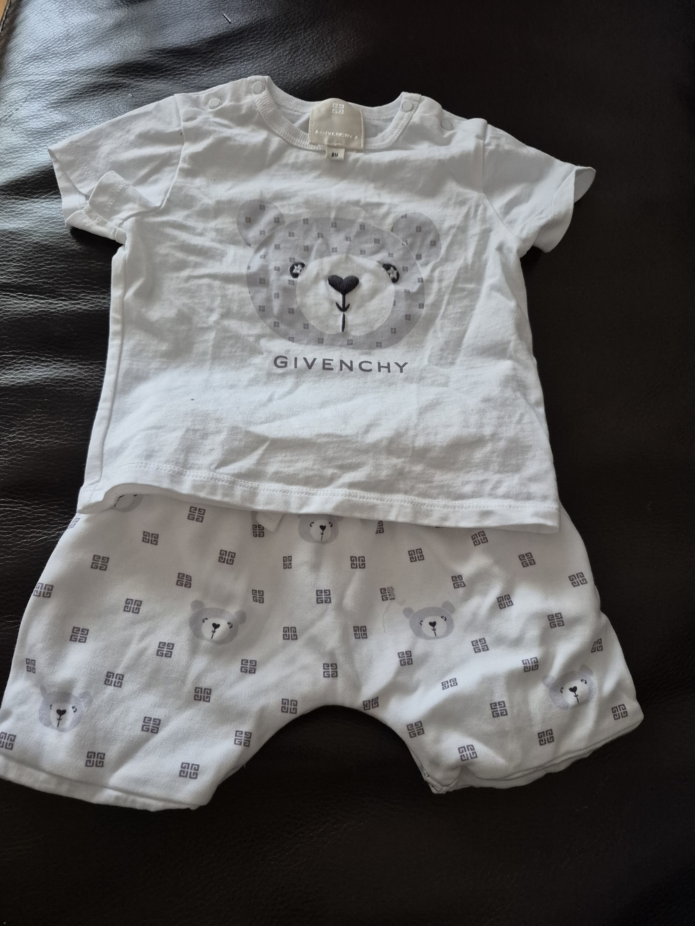 Givenchy  White Bear Print Tee and Shorts Set